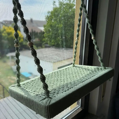 Handgemachte Makrame-Katzenliege fensterplatz katze für gemütliches Fenstervergnügen