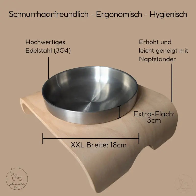 Erhöhter Katzennapf aus Edelstahl.