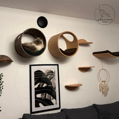 Wall-mounted Phinias gebogene Katzenliege in schwebendem Design für Katzen